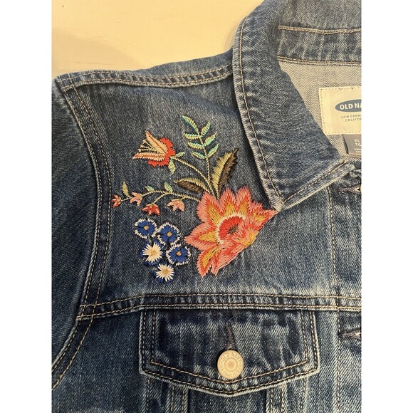 Old Navy Women's‎ Size XL Floral Embroidered Denim Button Up Jacket - Picture 3 of 6